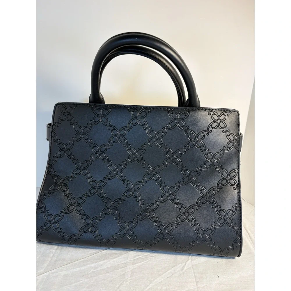 Nine West Black Aidenne Satchel Bag With 2 Handles And Inner Pockets